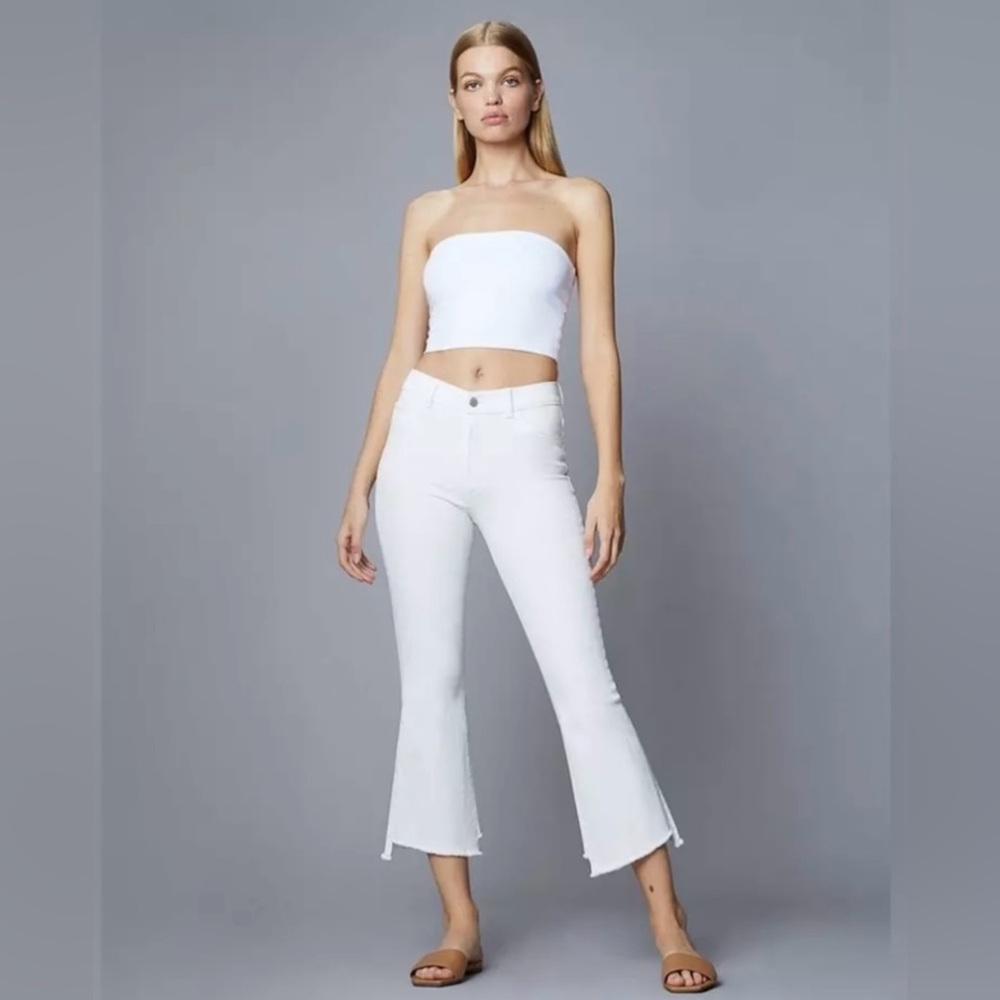 DL1961 Bridget Instasculpt High Waist Asymmetric Raw Hem Ankle
Bootcut 
Size 26